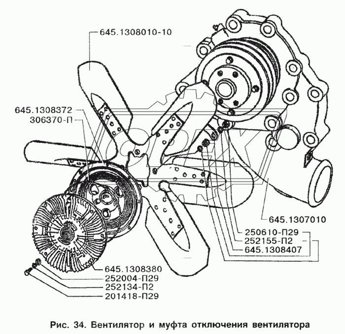 Вентилятор и муфта отключения радиатора